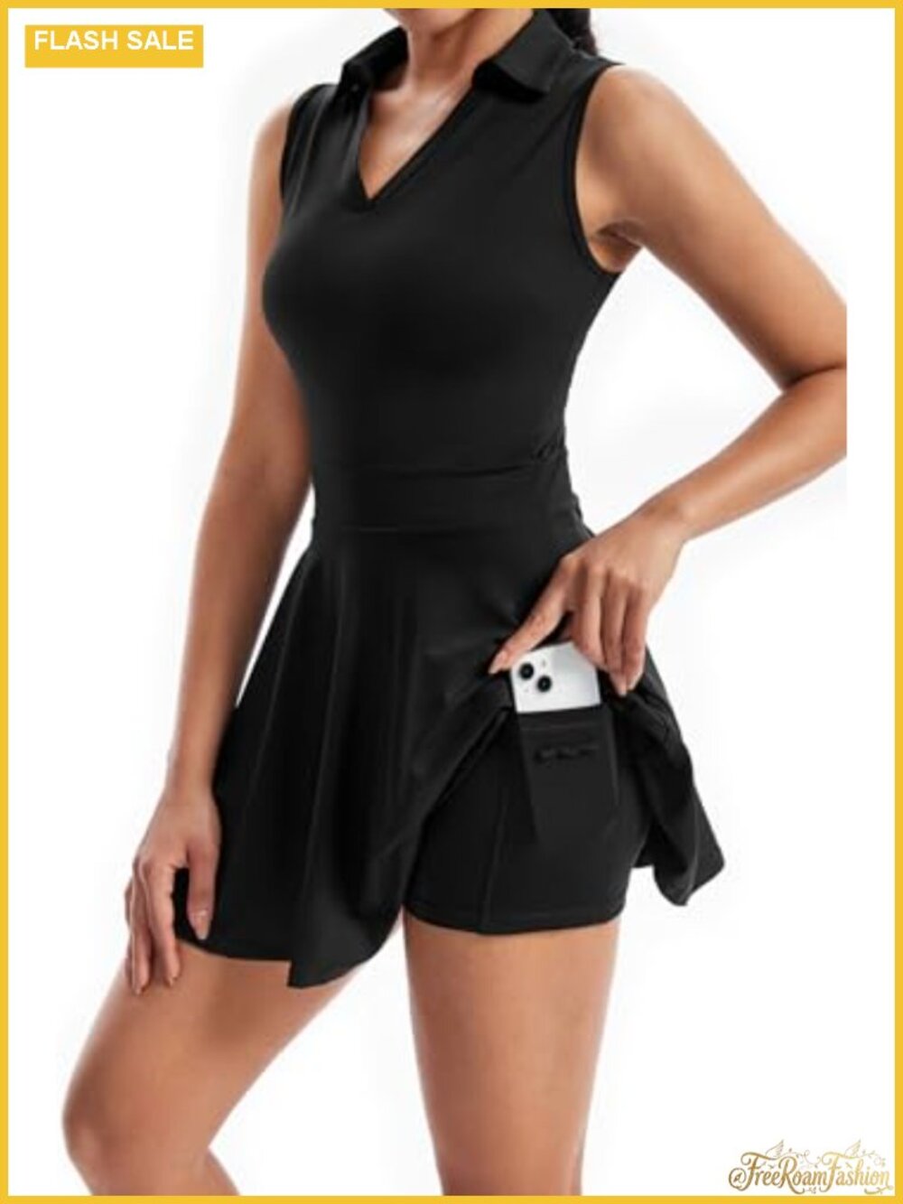 Women's Athletic Golf Tennis Dress 2 Piece Set with Shorts & Pockets